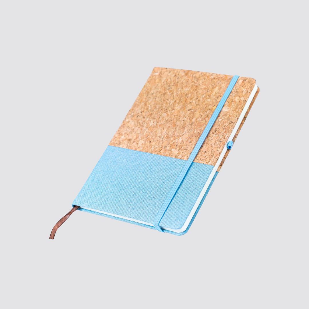 Canvas and Cork Fusion Notebook in Black, Gray, Blue, and Green