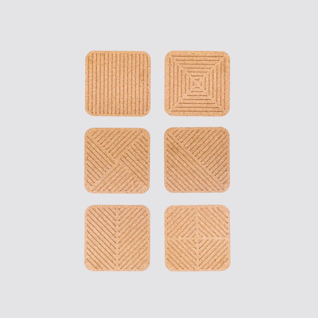 Natural Cork Coaster Set with Storage Tray