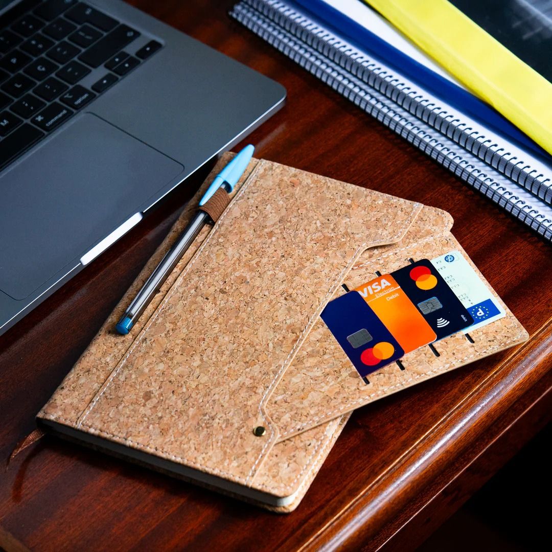 Cork Dairy Notebook with Card Holder and Pen Holder