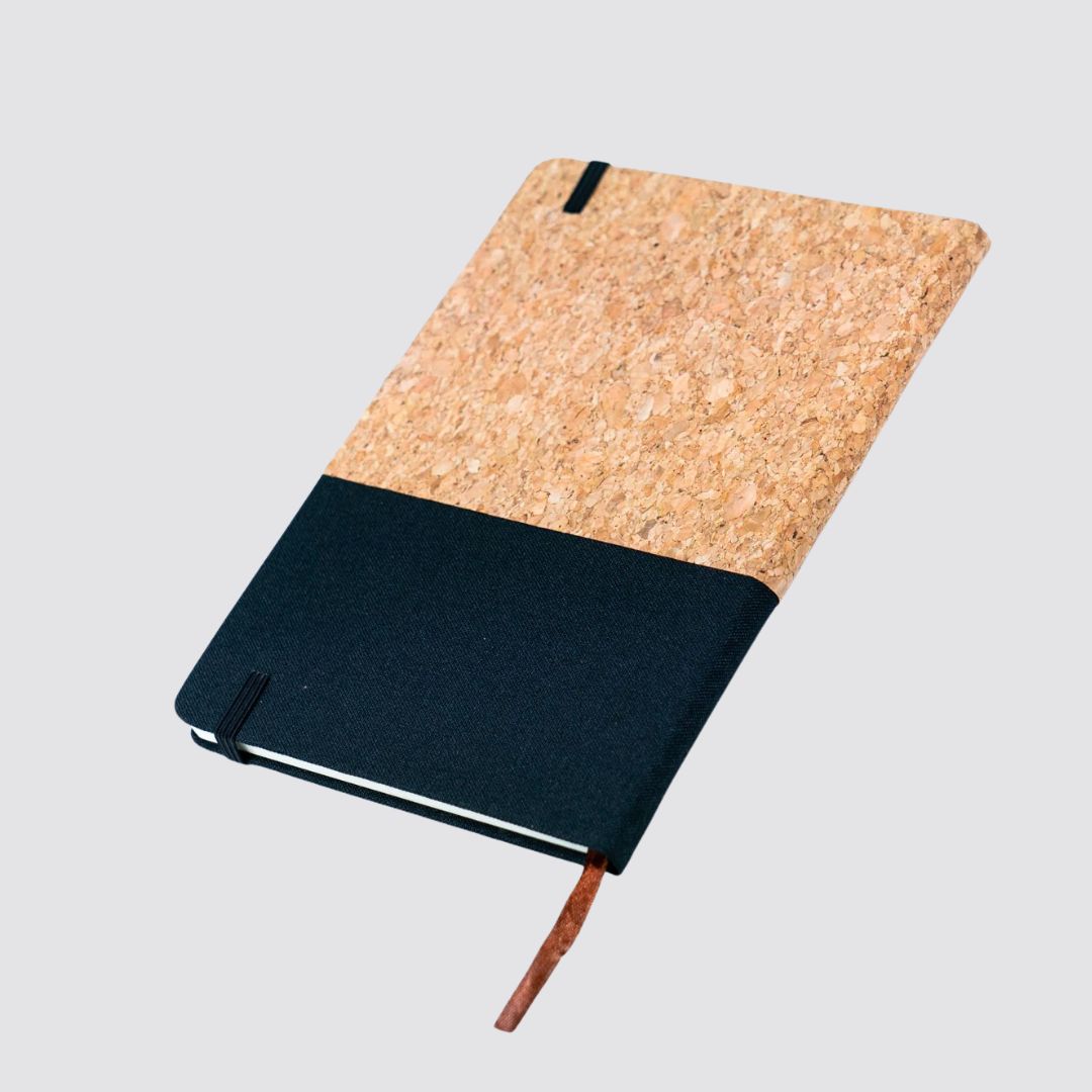 Canvas and Cork Fusion Notebook in Black, Gray, Blue, and Green