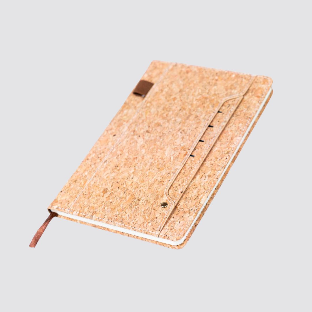 Cork Dairy Notebook with Card Holder and Pen Holder