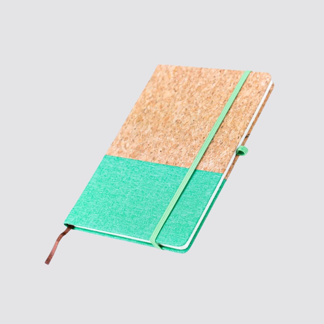 Canvas and Cork Fusion Notebook in Black, Gray, Blue, and Green
