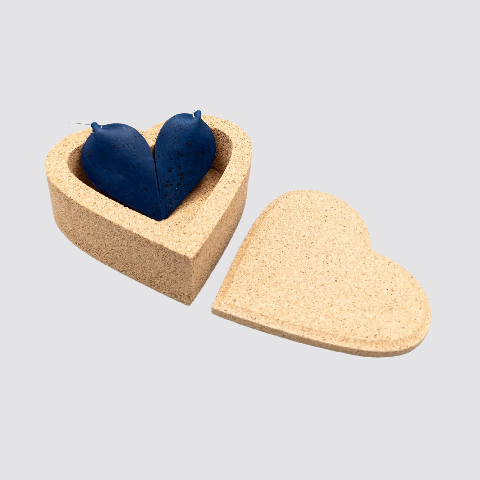 Cork Leaf Earrings in Heart-Shaped Gift Box