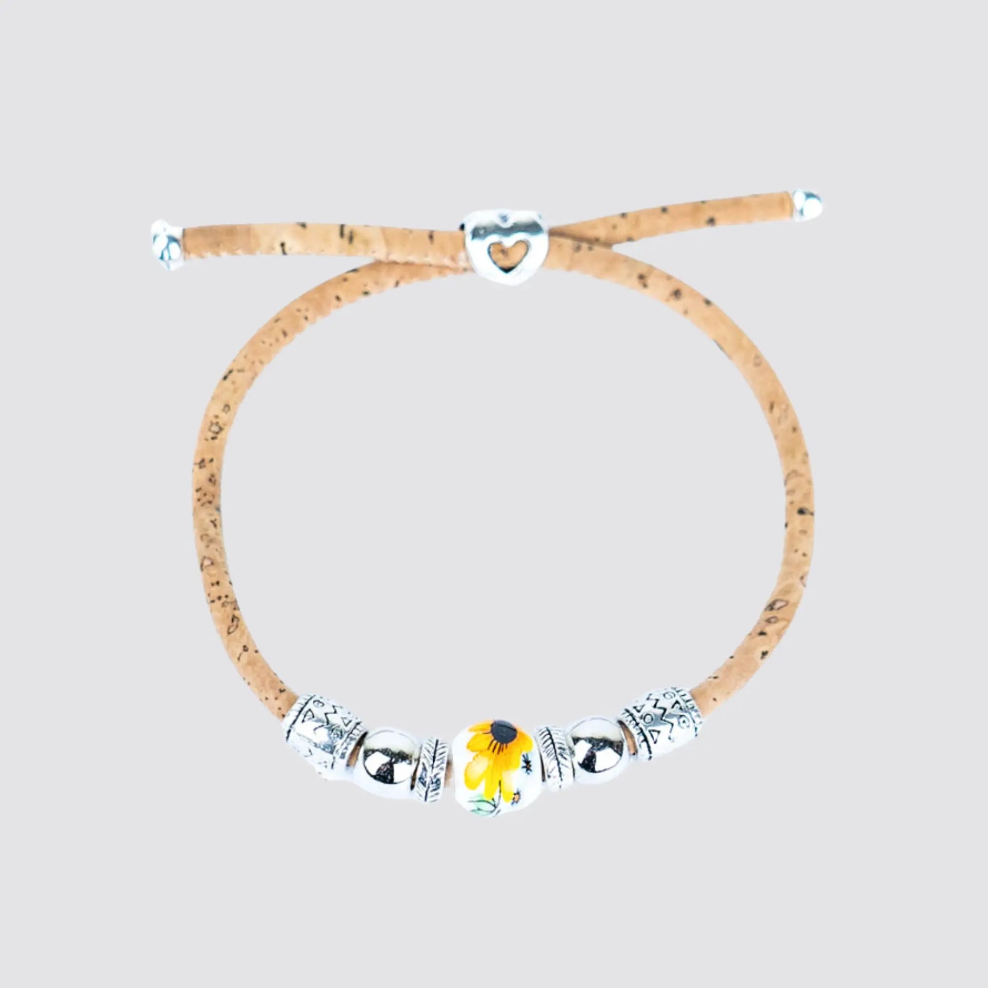 Handcrafted Cork Bracelet with Porcelain Beads