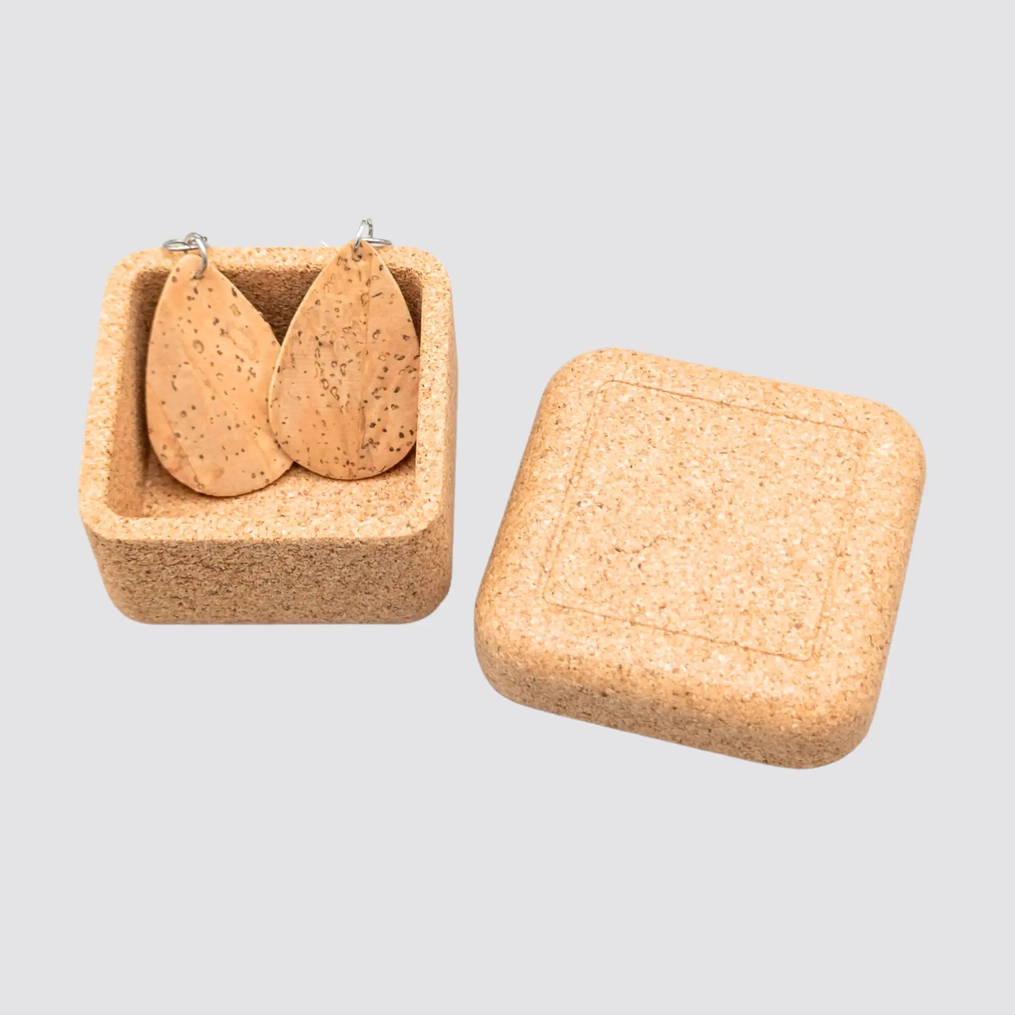Women's Earrings in Square Cork Gift Box