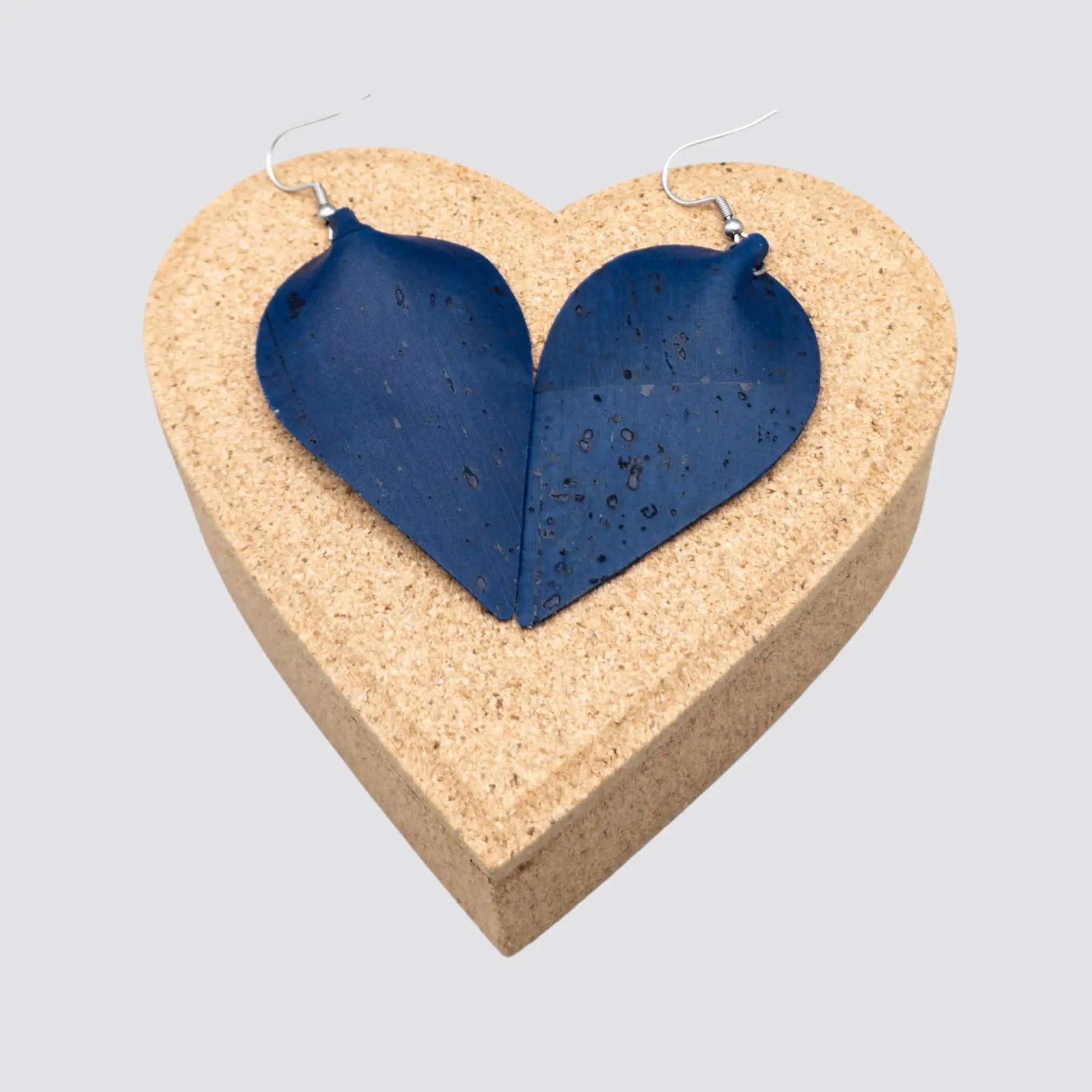 Cork Leaf Earrings in Heart-Shaped Gift Box