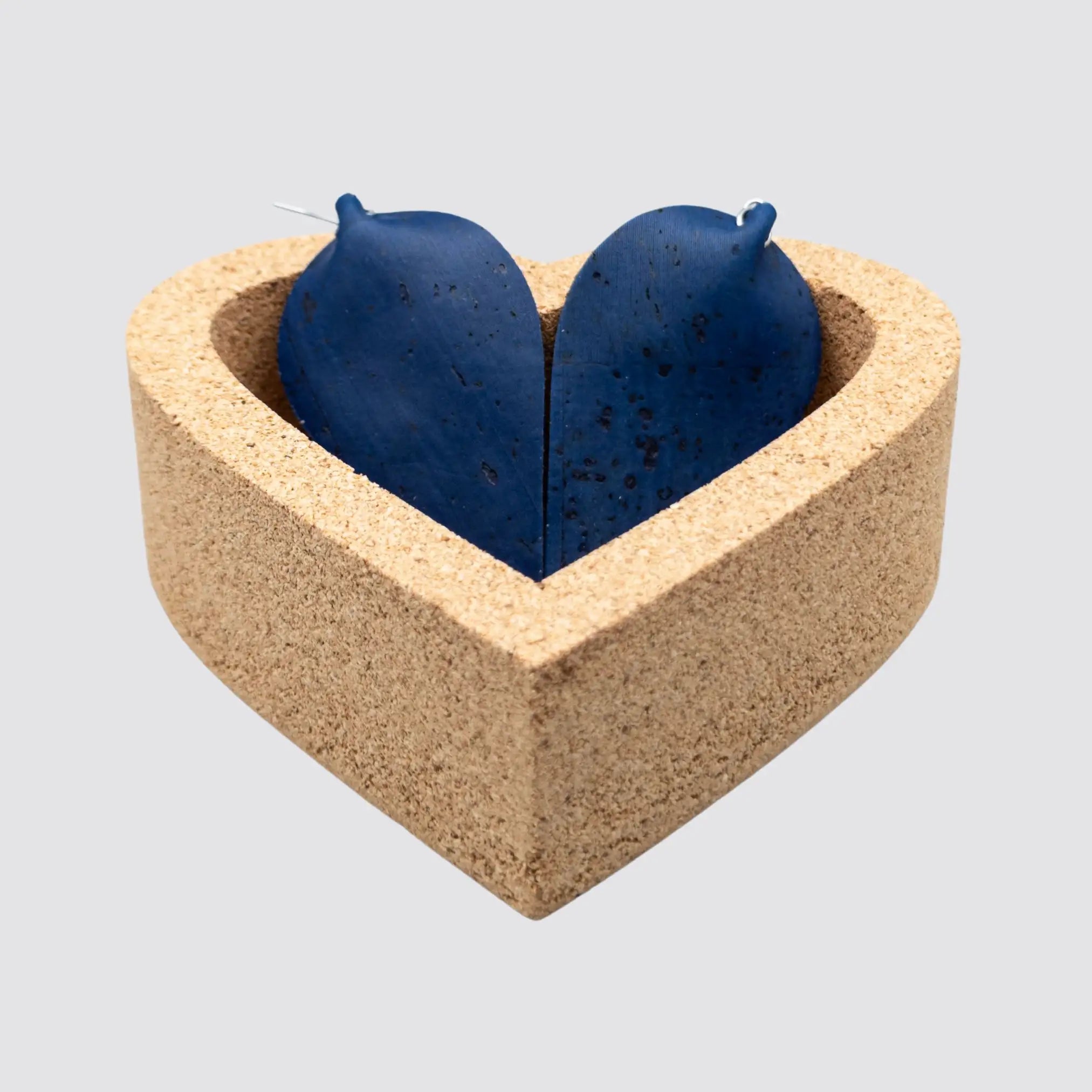 Cork Leaf Earrings in Heart-Shaped Gift Box