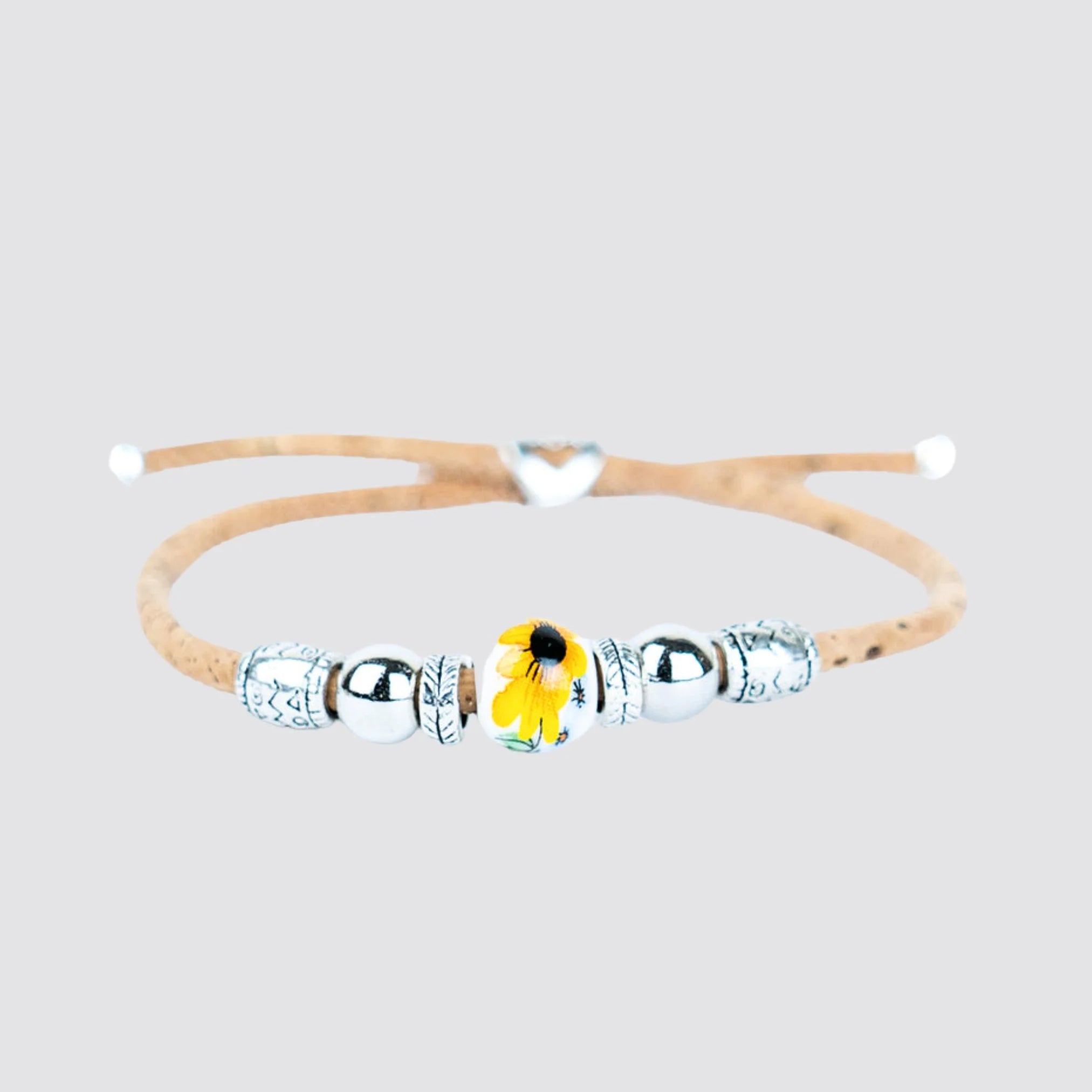 Bracelet en liège fait main avec perles en porcelaine