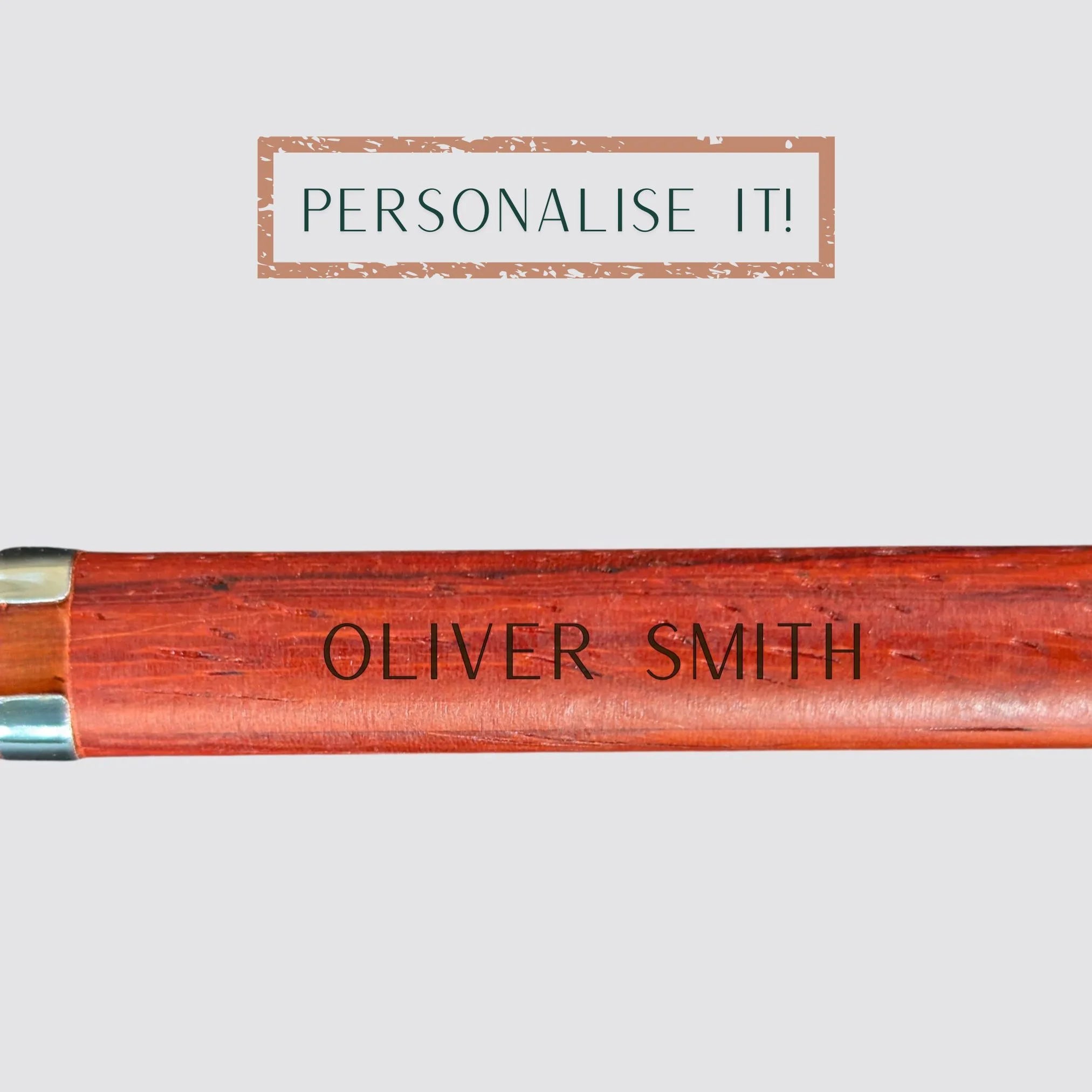 The elegant pen is personalised with a name thus making for an excellent gift.