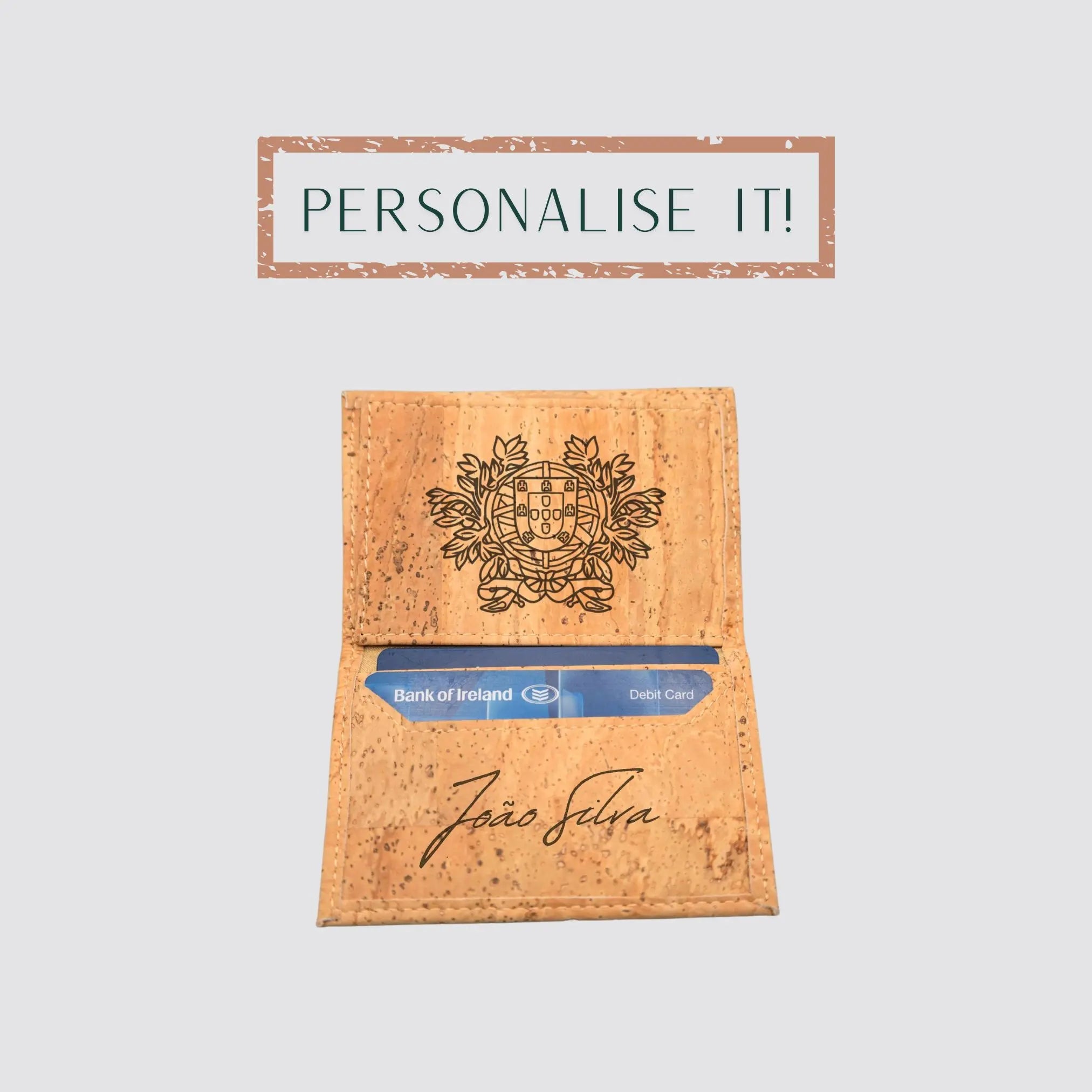 The slim cardholder wallet with its sleek natural design and beautiful personalisation is a unique gift for either men or women.