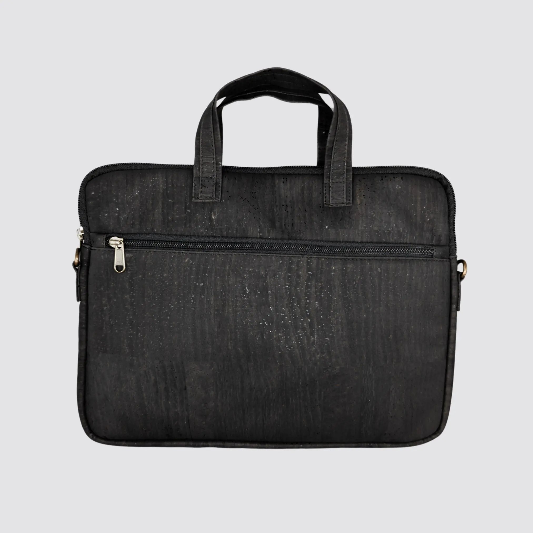 Cork vegan leather briefcase with padded laptop compartment for professionals.