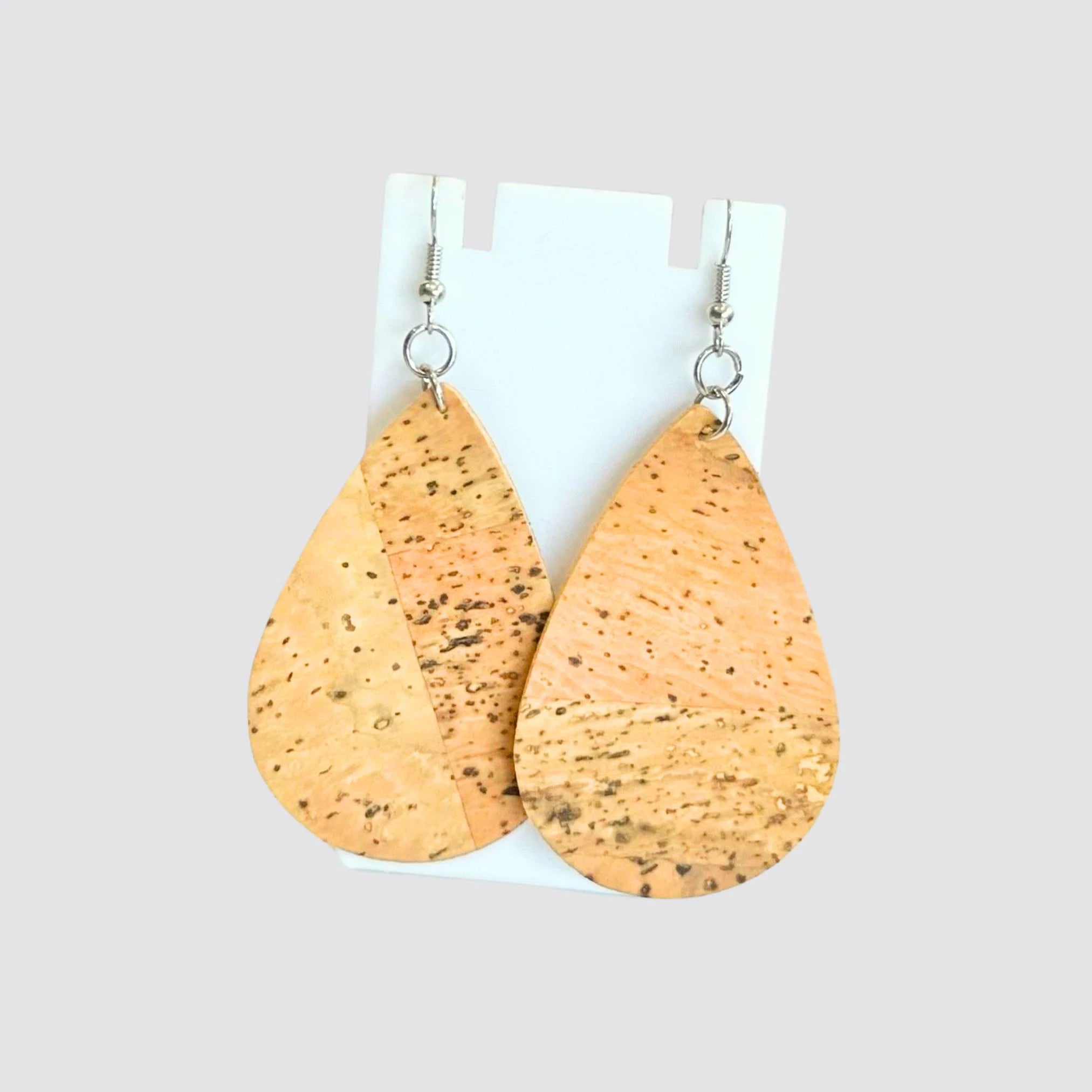 Eco-conscious cork drop earrings for women with premium alloy hooks.