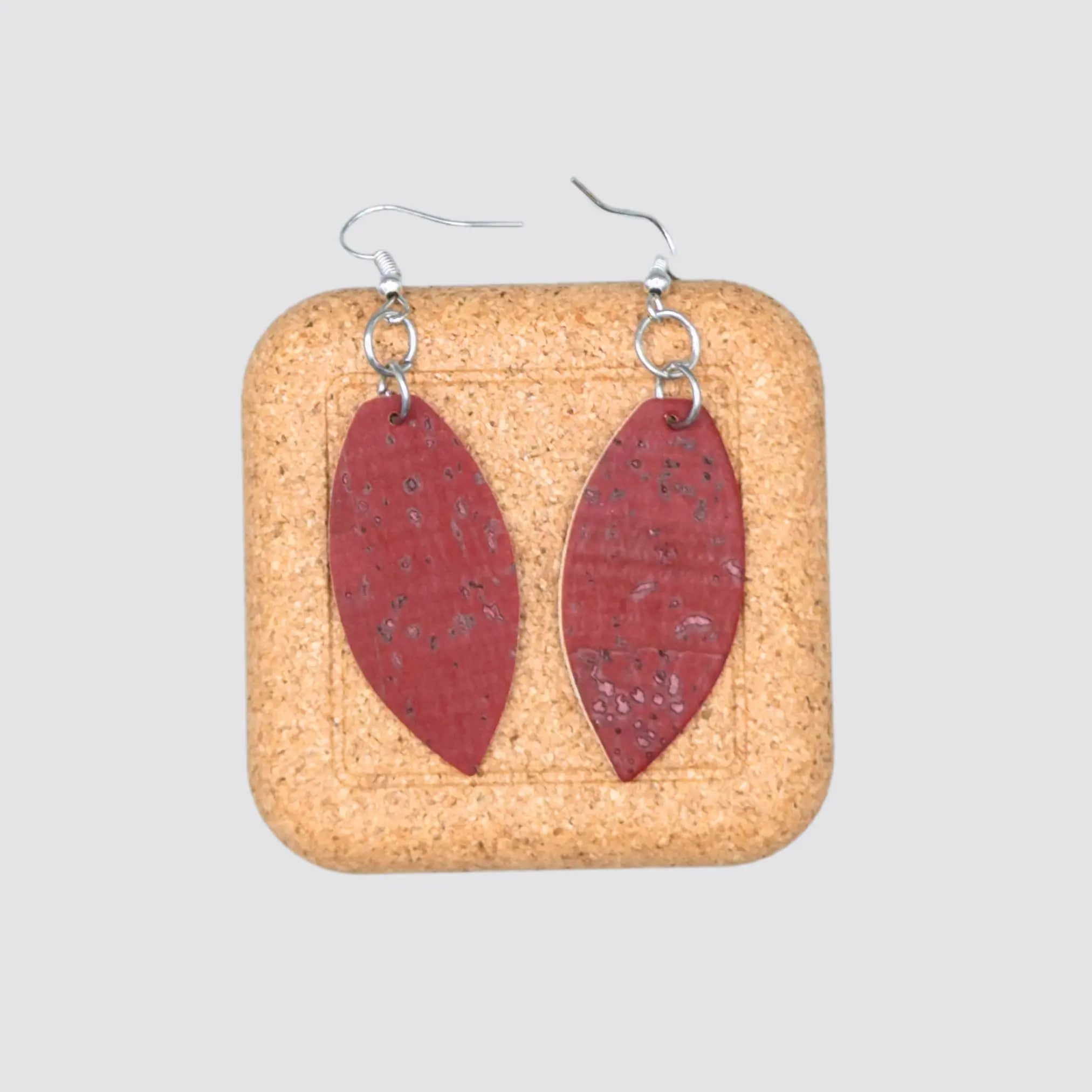 Eco-friendly cork earrings for women featuring a nature-inspired design.