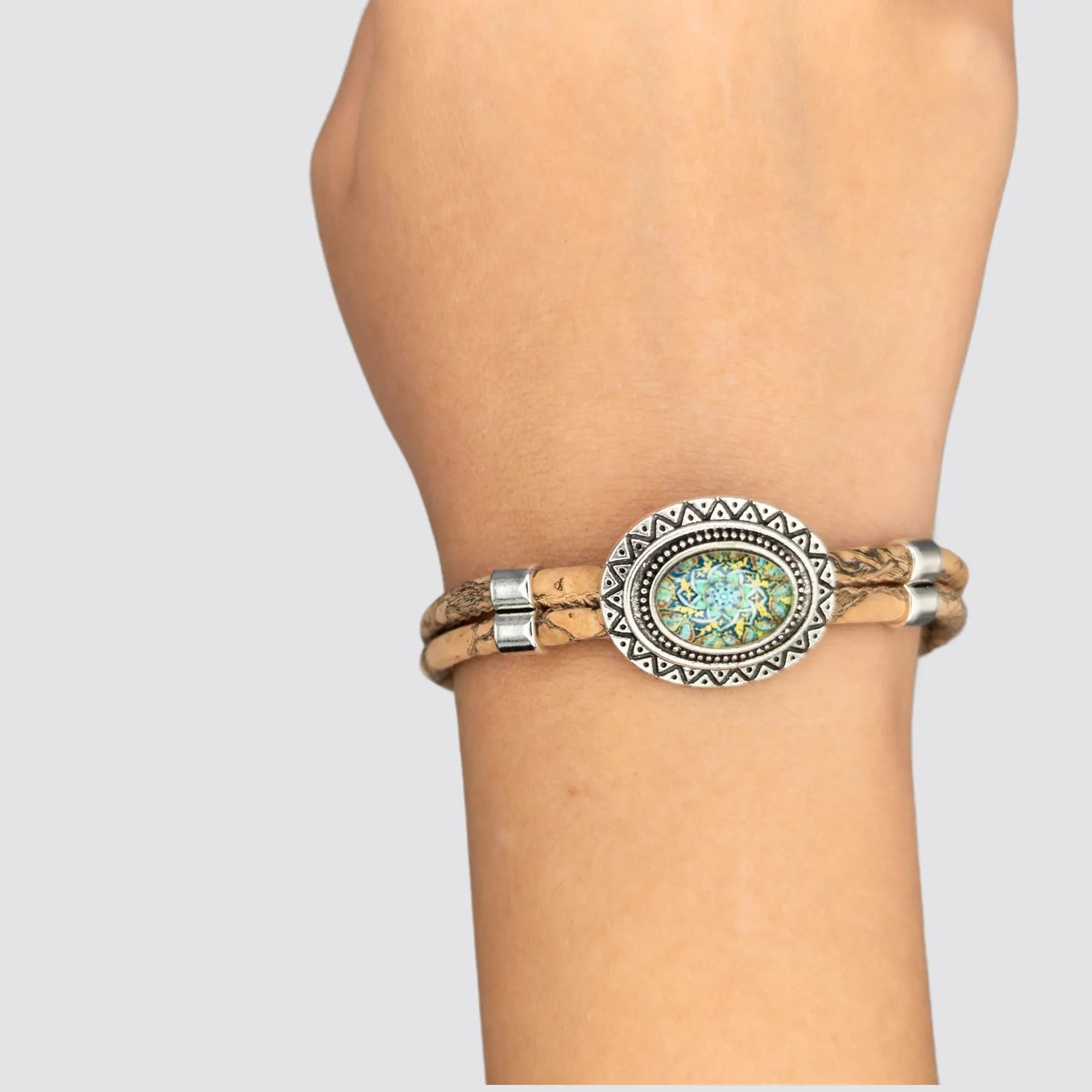 Eco-friendly Portuguese cork bracelet with cultural charm and handcrafted quality.