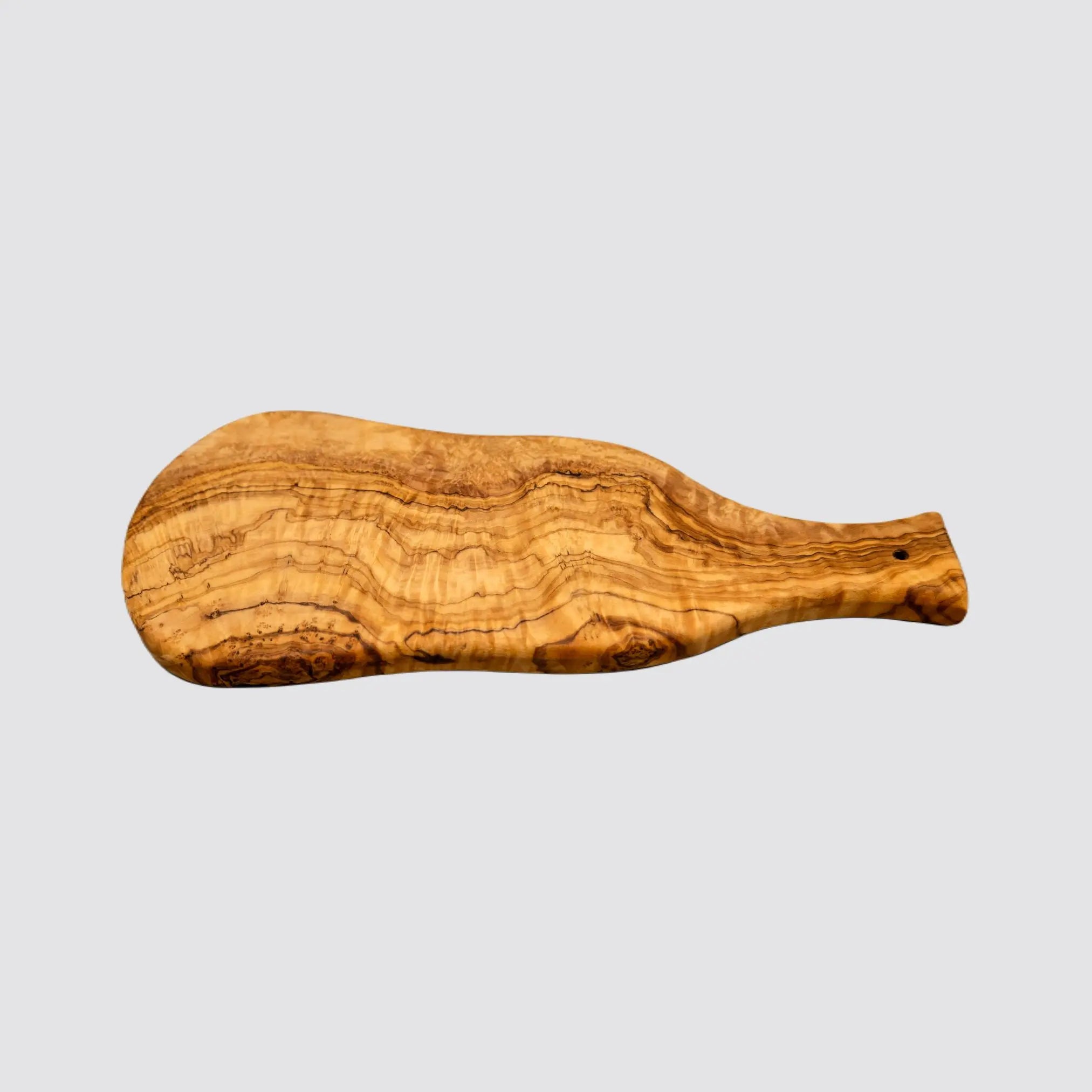 Elegant olive wood serving board for hosting or gifting.