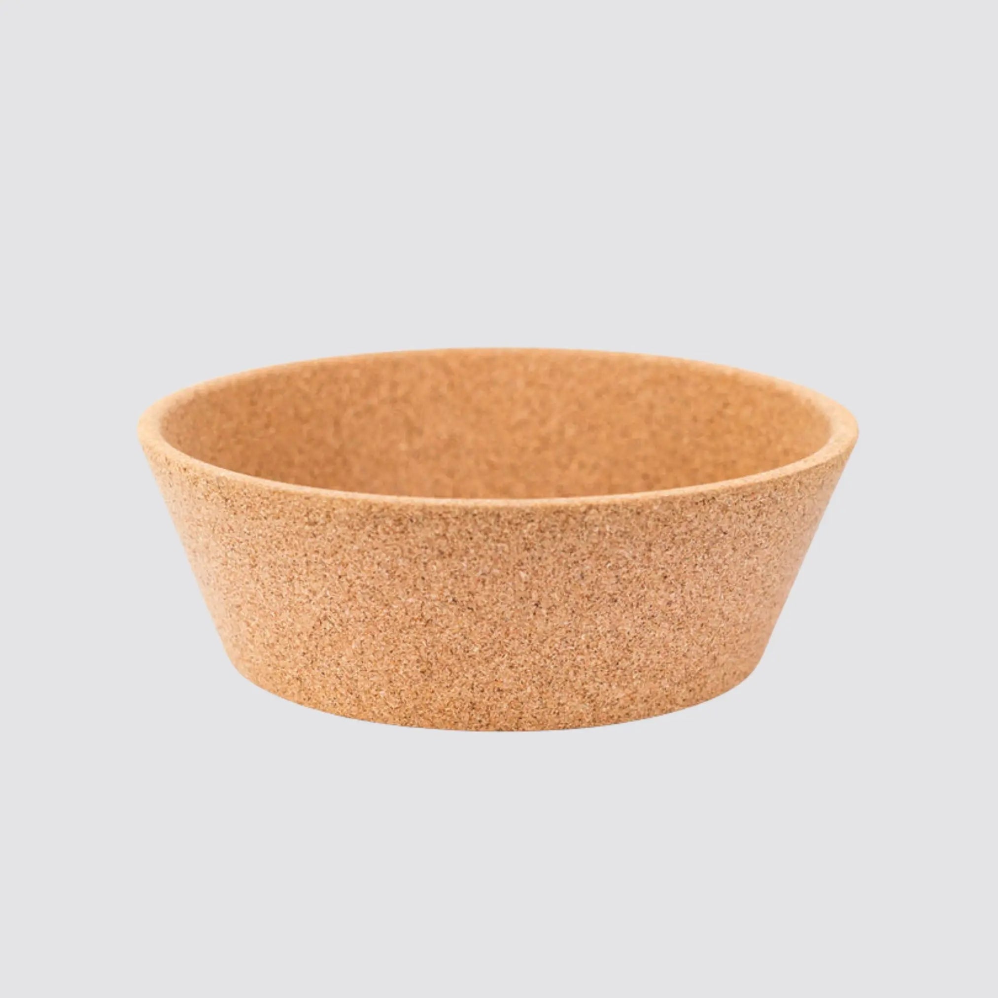 Lightweight cork snack bowl with natural texture and durability.