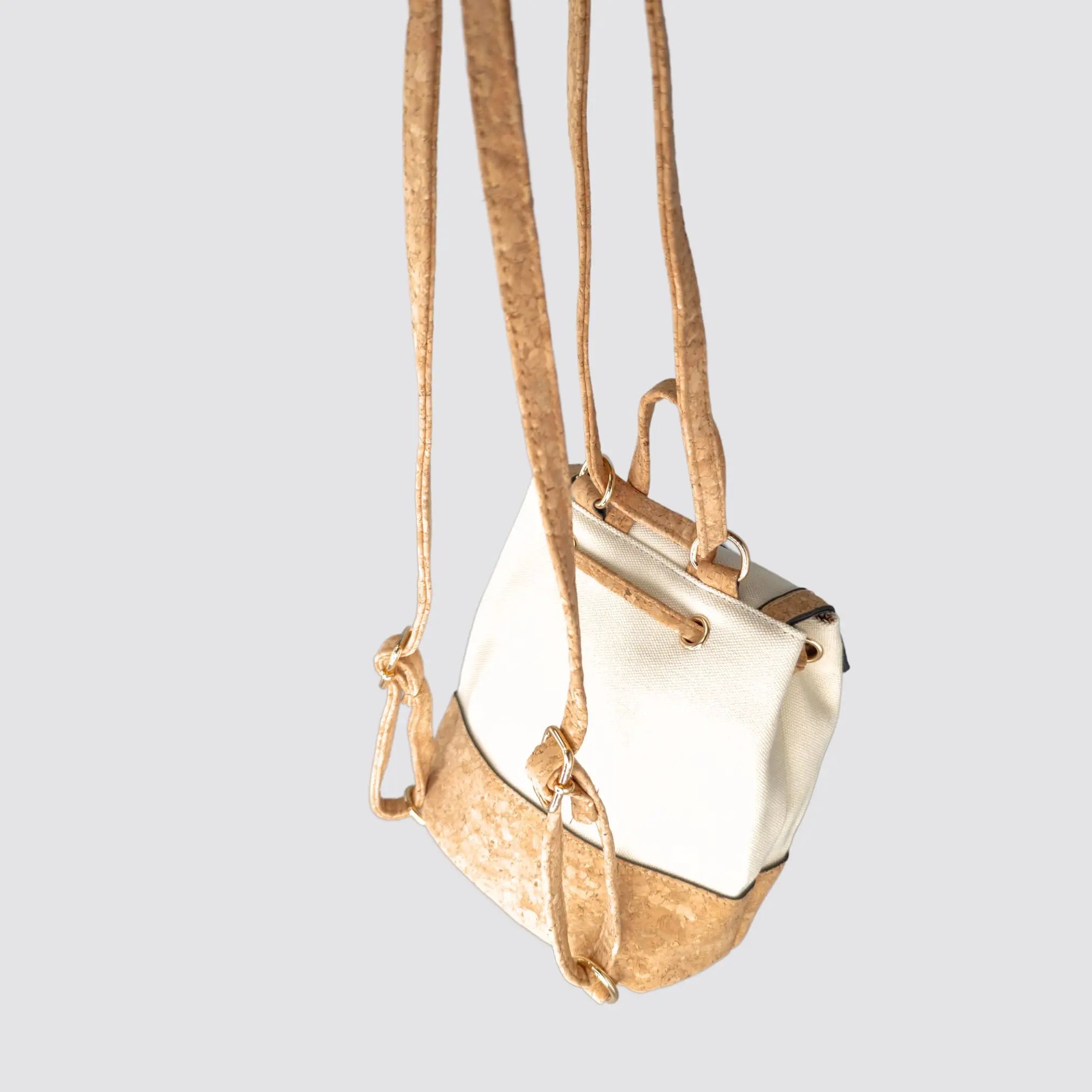 Minimalist white backpack with personalisation options and eco-friendly materials.