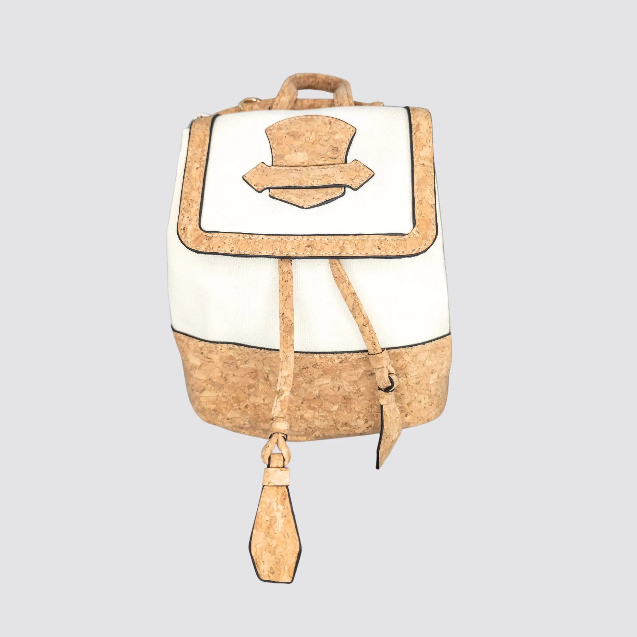 Personalised white backpack made from cork and cotton canvas for sustainable style.