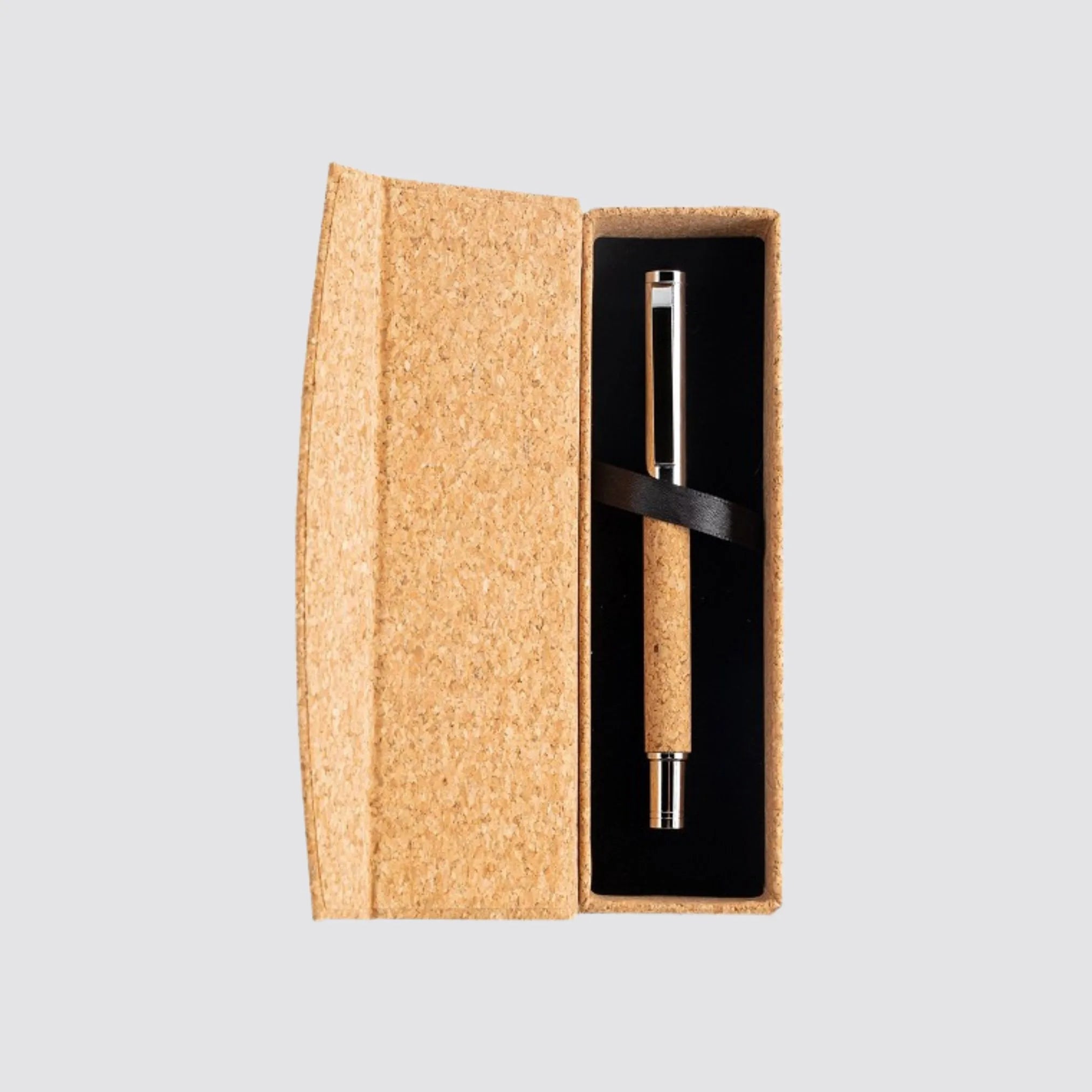 Premium metal and cork roller pen with a magnetic cork gift box, suitable for personalisation.