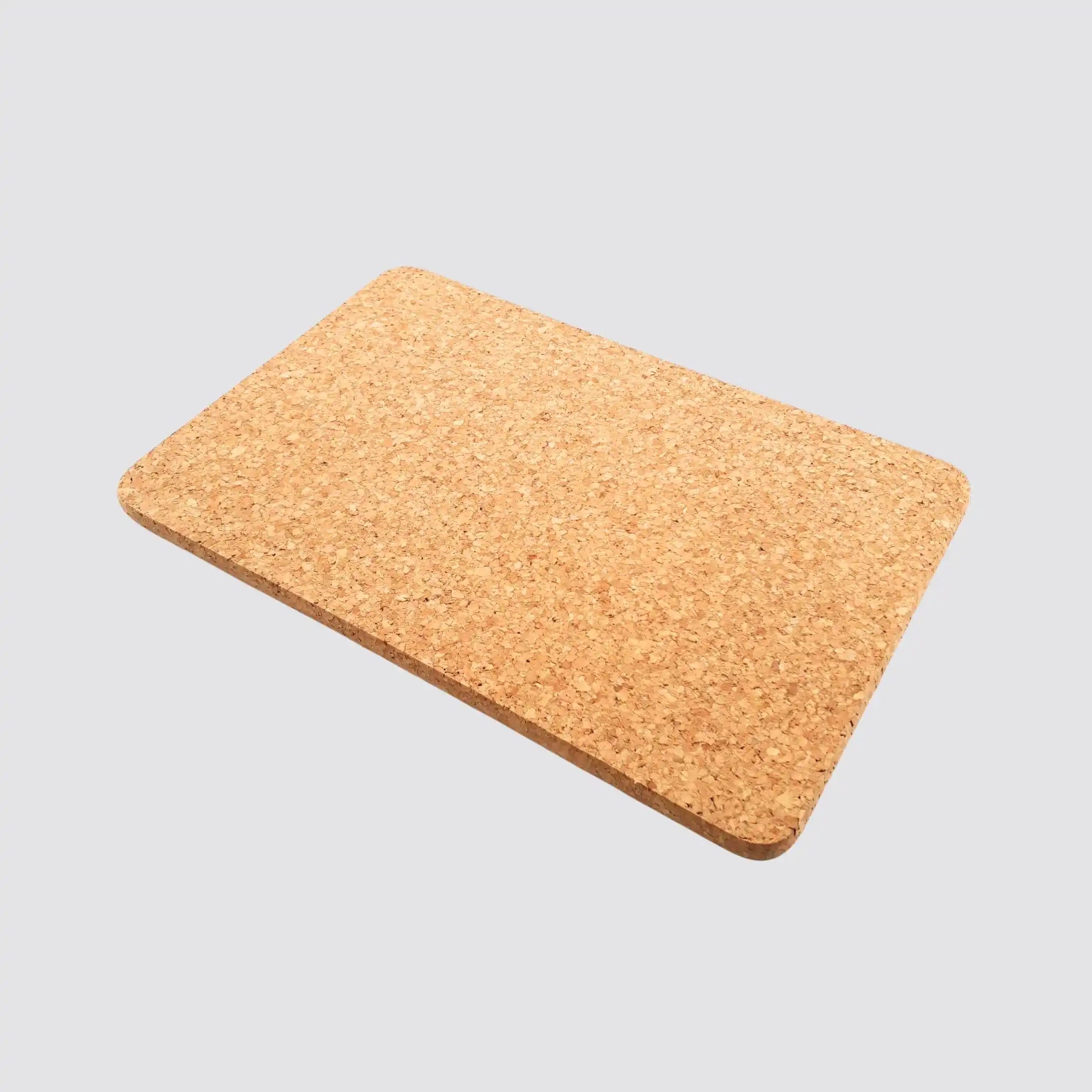 Rectangle cork placemat providing eco-friendly table protection.