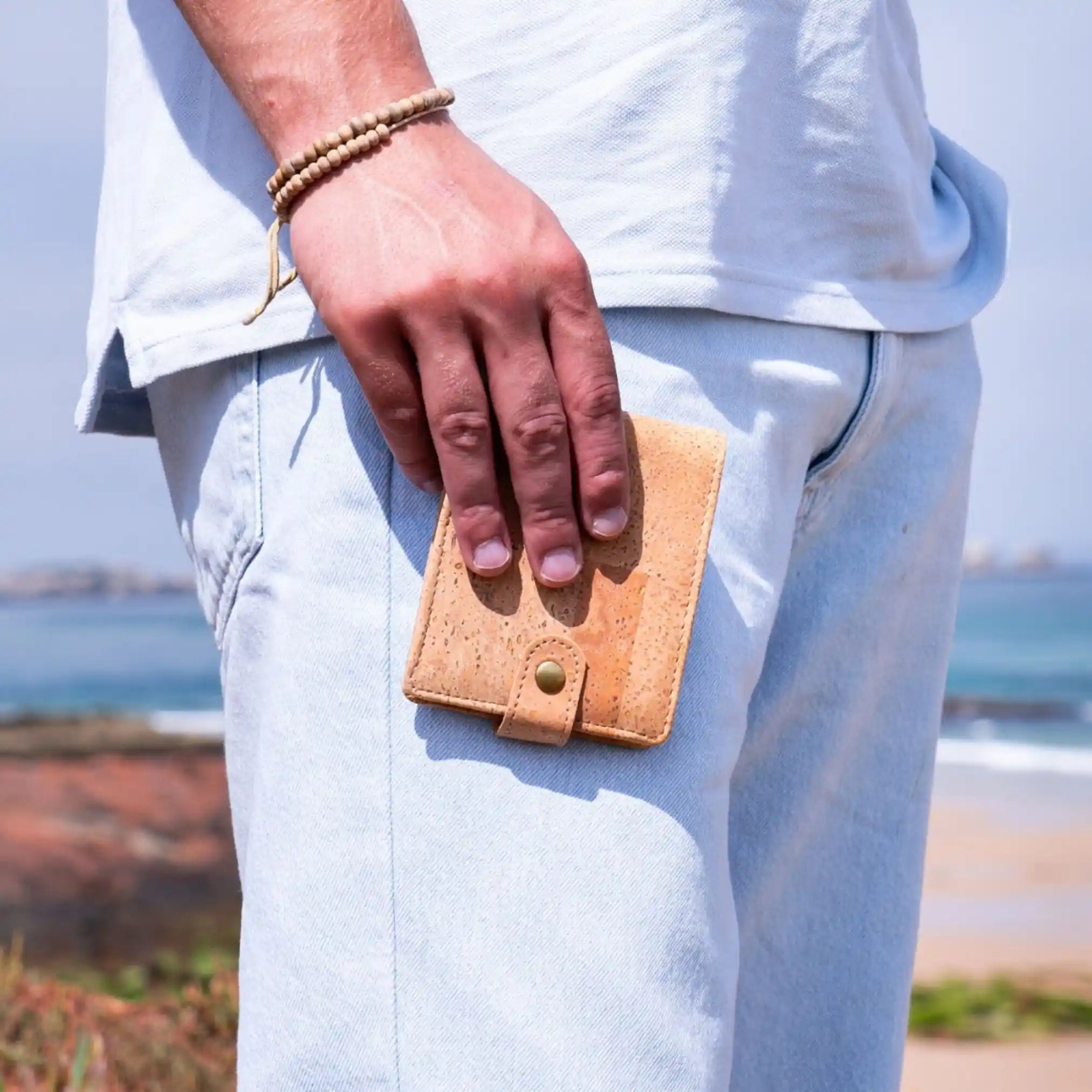 Refined vegan cork wallet for men offering smart storage solutions.
