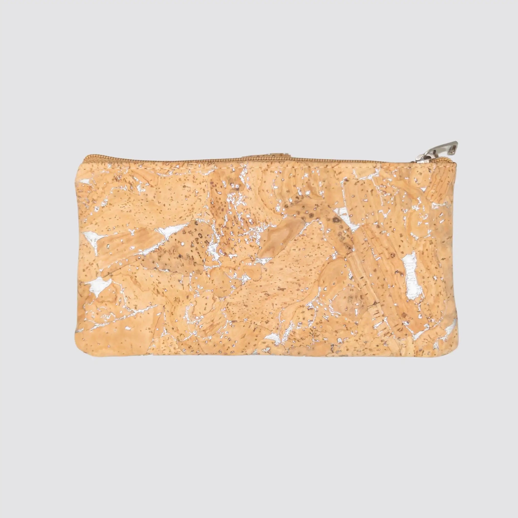 Back view of the Silver Cork Slim Card Snap Long Wallet with a sleek and modern finish, on a plain background.