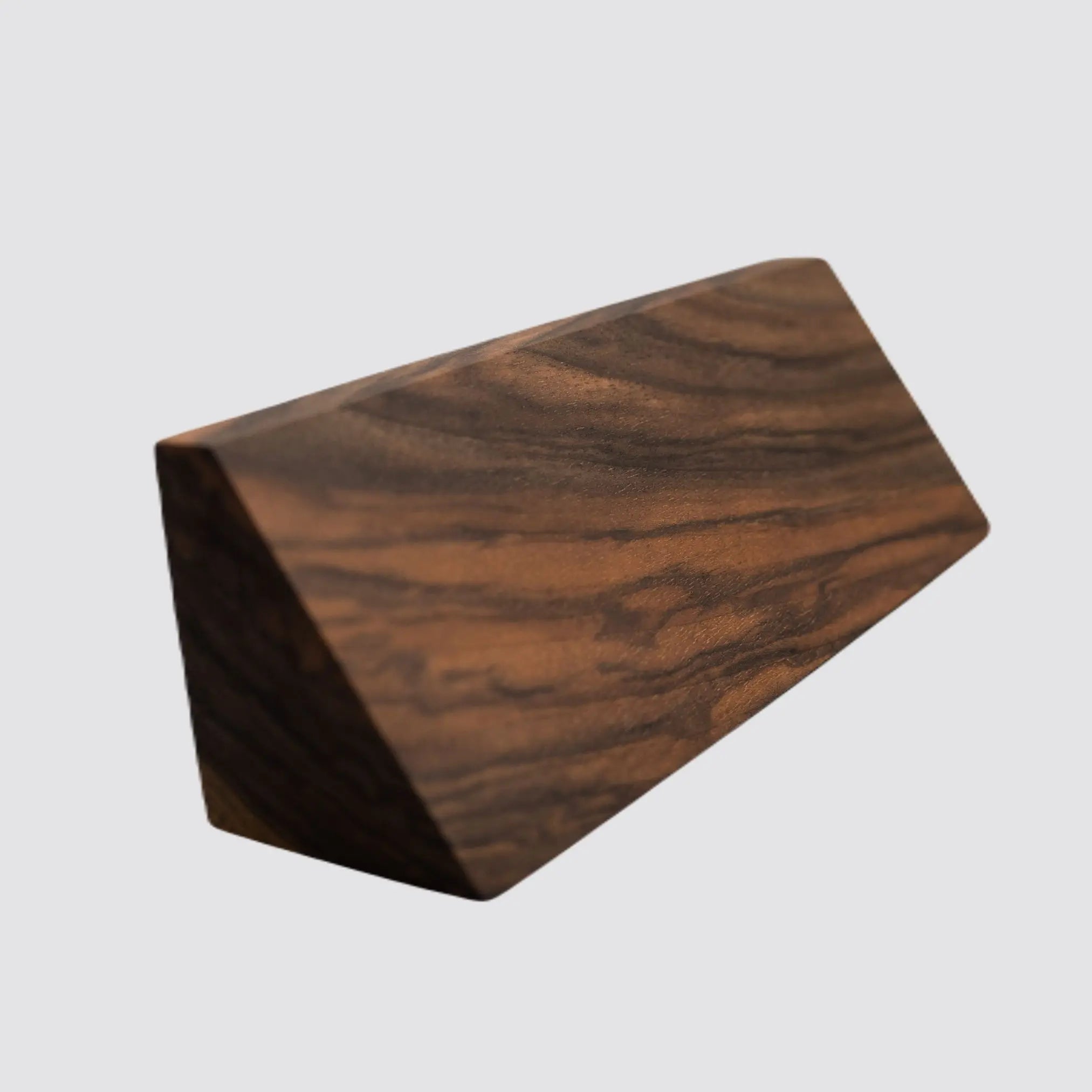 Solid walnut wood desk name plate with a smooth, polished finish.