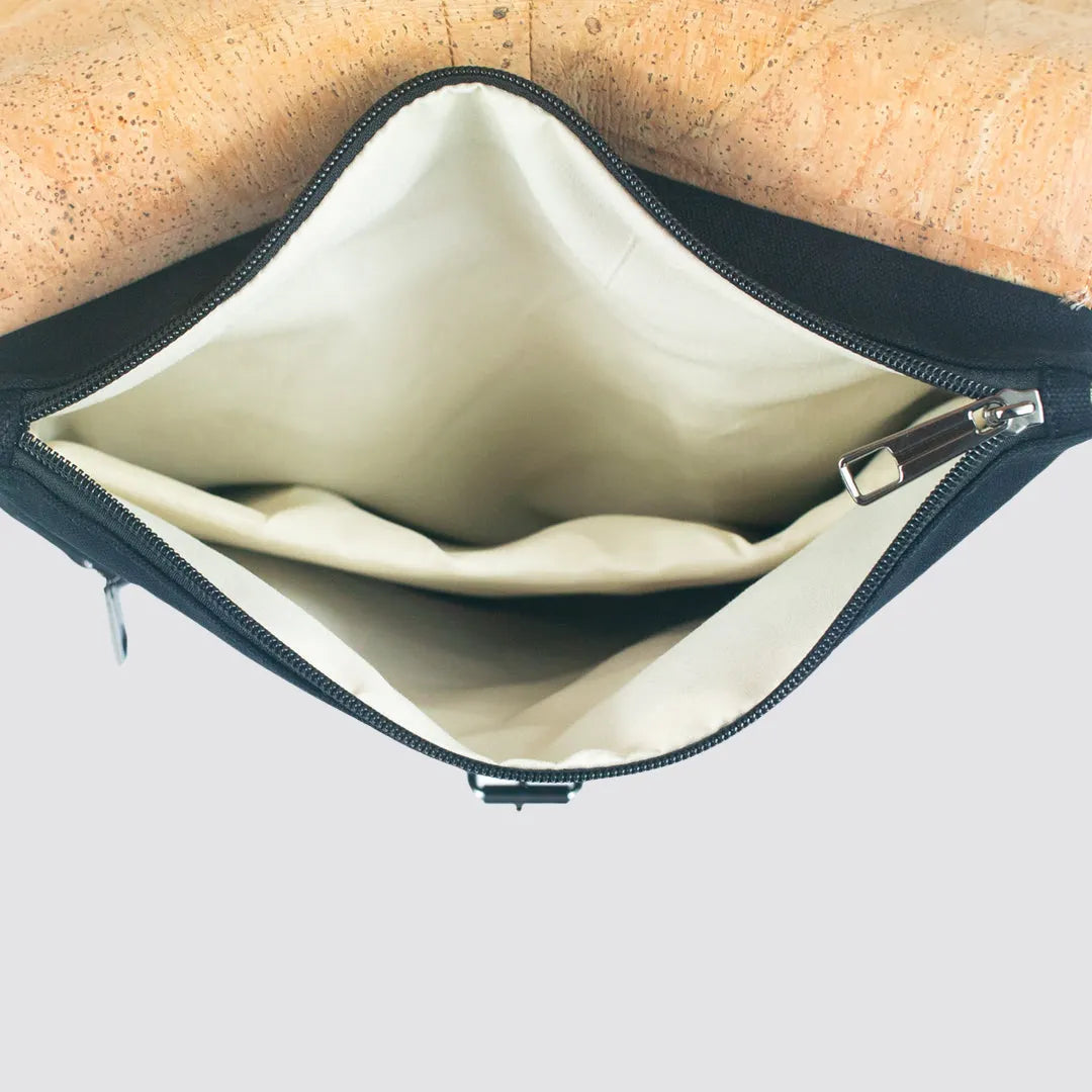 Stylish eco-conscious laptop backpack with multiple organised compartments.