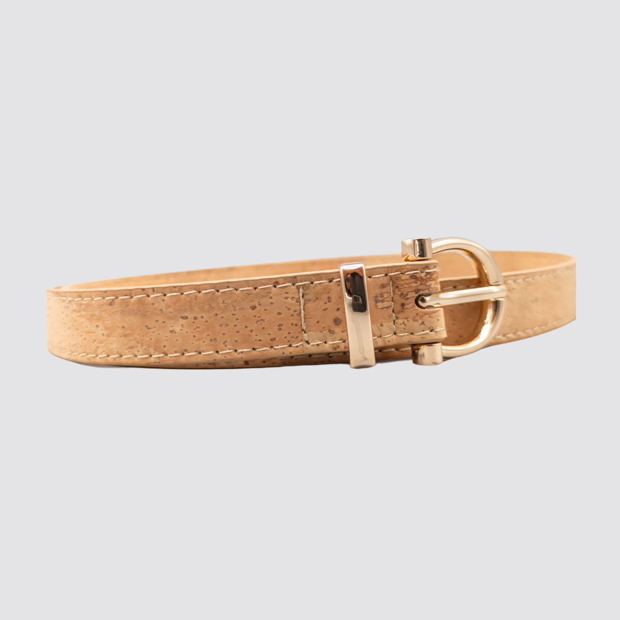 Stylish natural cork vegan leather belt for women with a modern design.