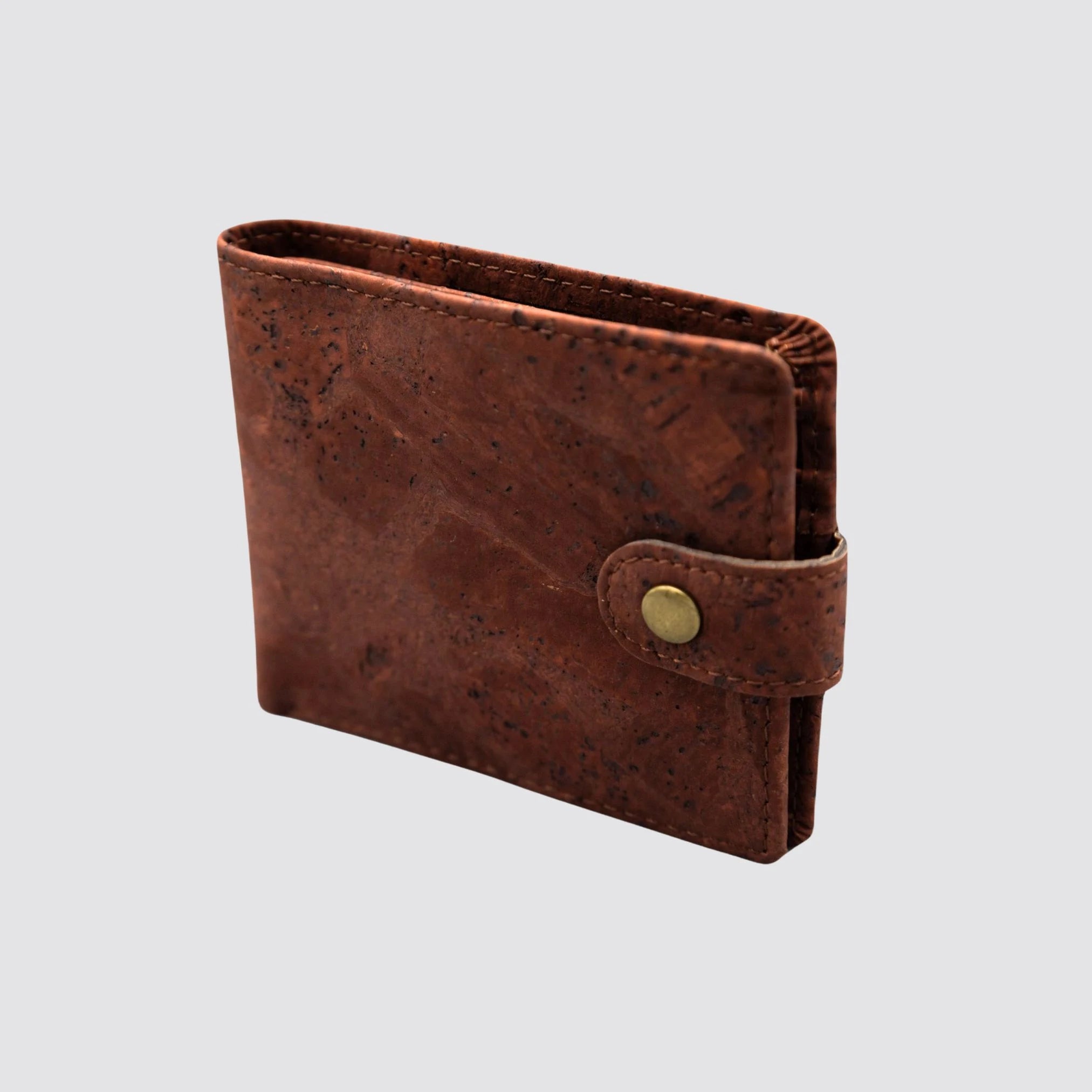Side profile of the sustainable vegan leather wallet, highlighting its slim design.
