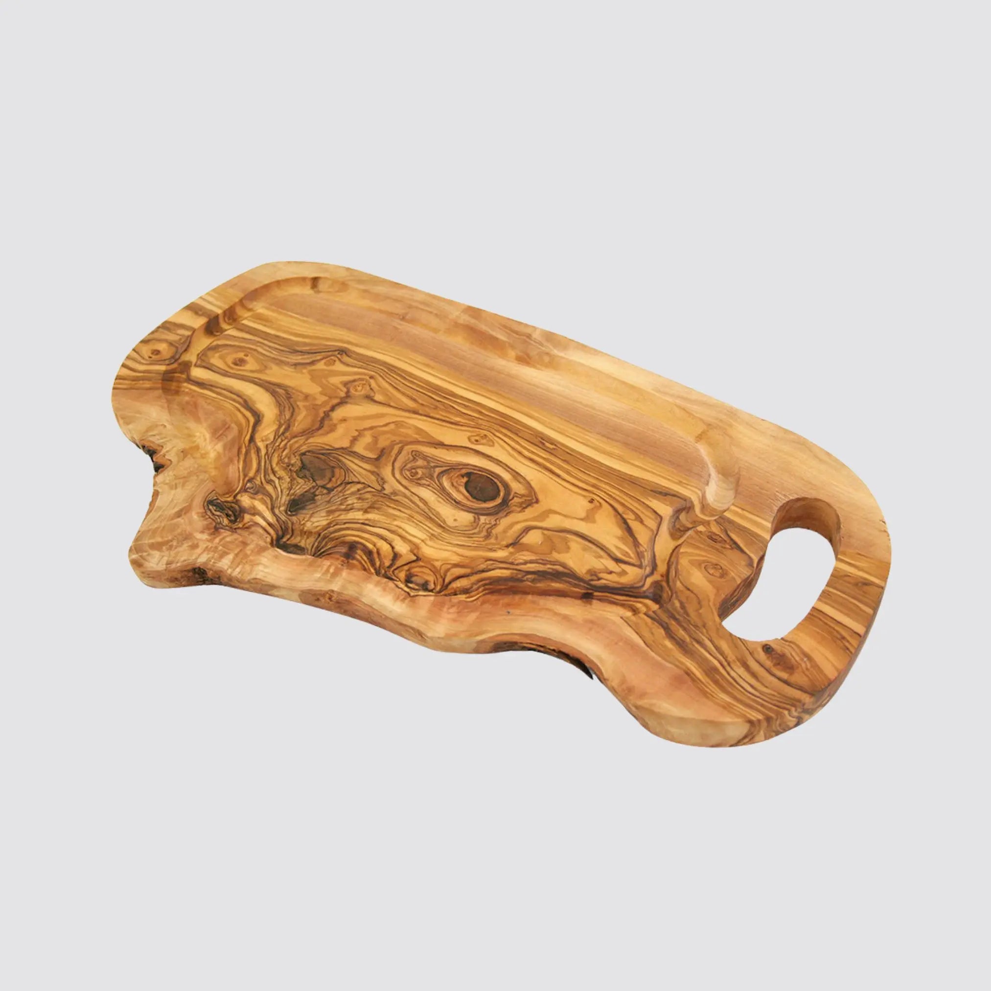 Sustainable olive wood cutting board for efficient meal prep.
