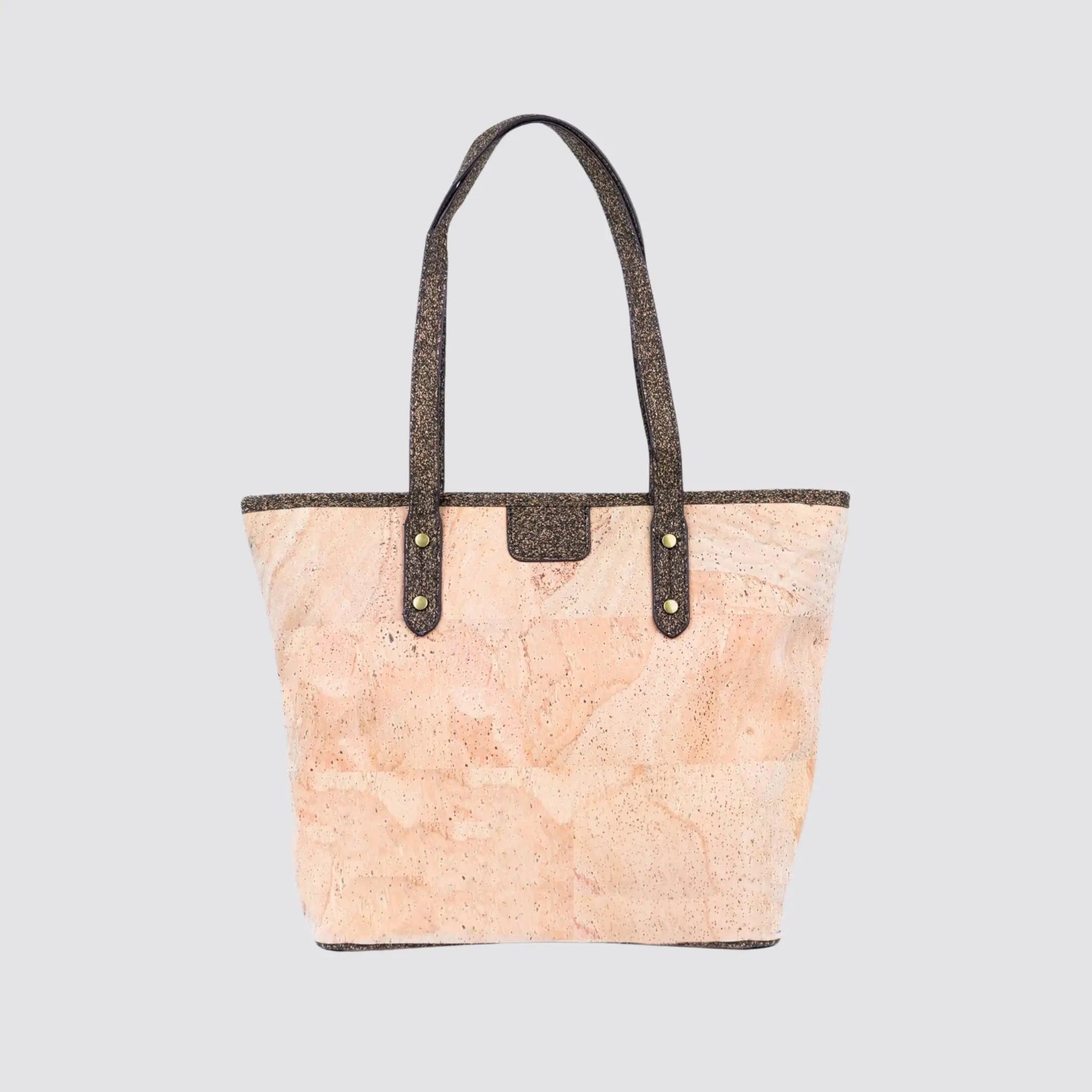 Vegan cork leather tote bag with a spacious interior and organised pockets.