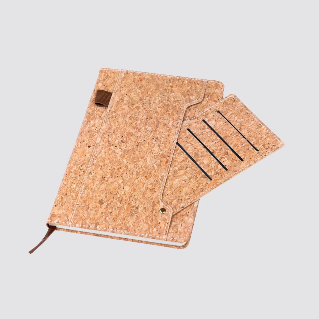 Cork Dairy Notebook with Card Holder and Pen Holder