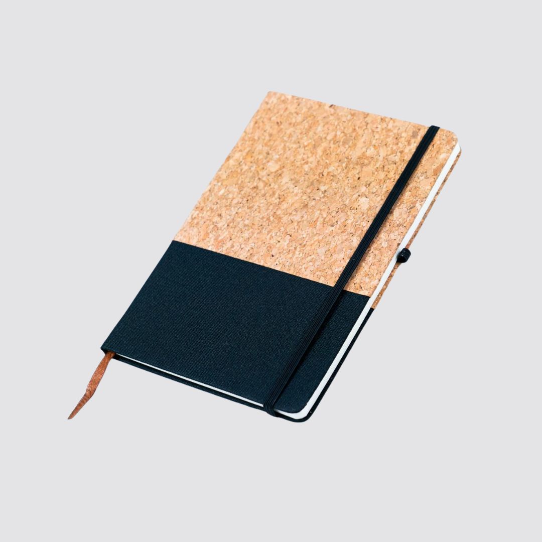 Canvas and Cork Fusion Notebook in Black, Gray, Blue, and Green