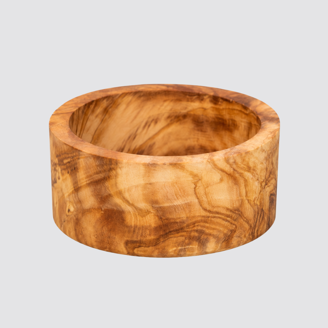Minimalist and modern olive wood bowl for hotel, restaurant or home décor