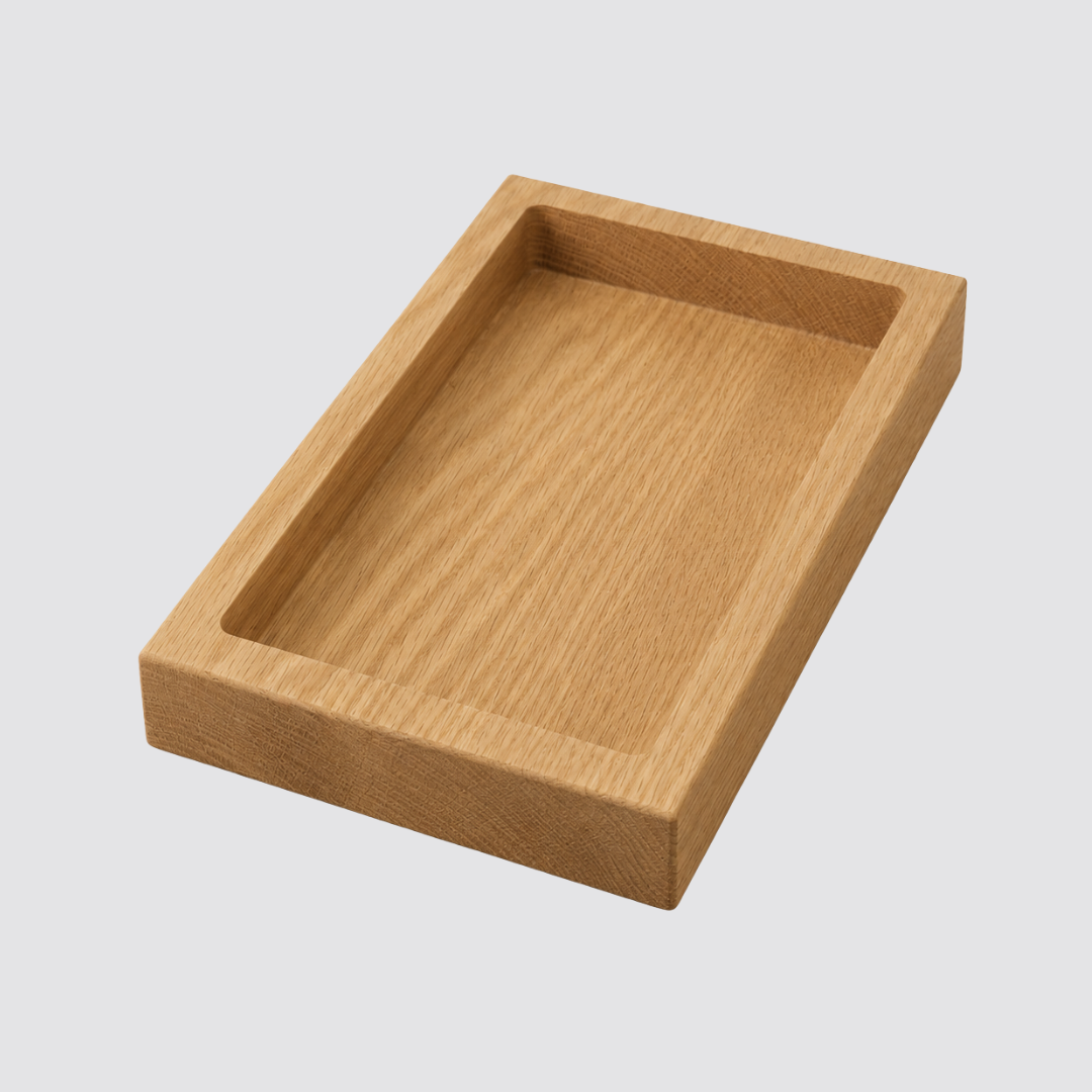 Solid oak serving tray cut from one single piece with no glued joints